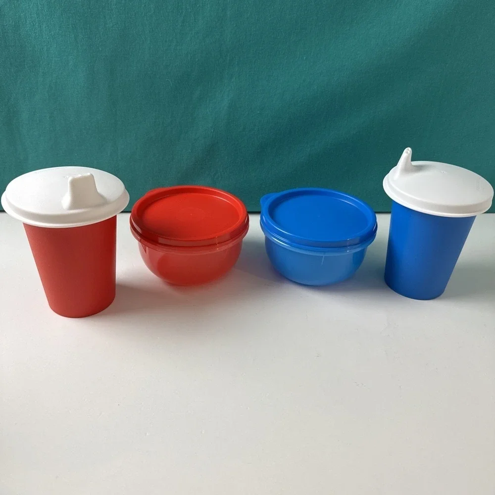 Tupperware Kids Bell Tumblers Snack To Go Set Ideal bowls Sippy Cups Dome Seals